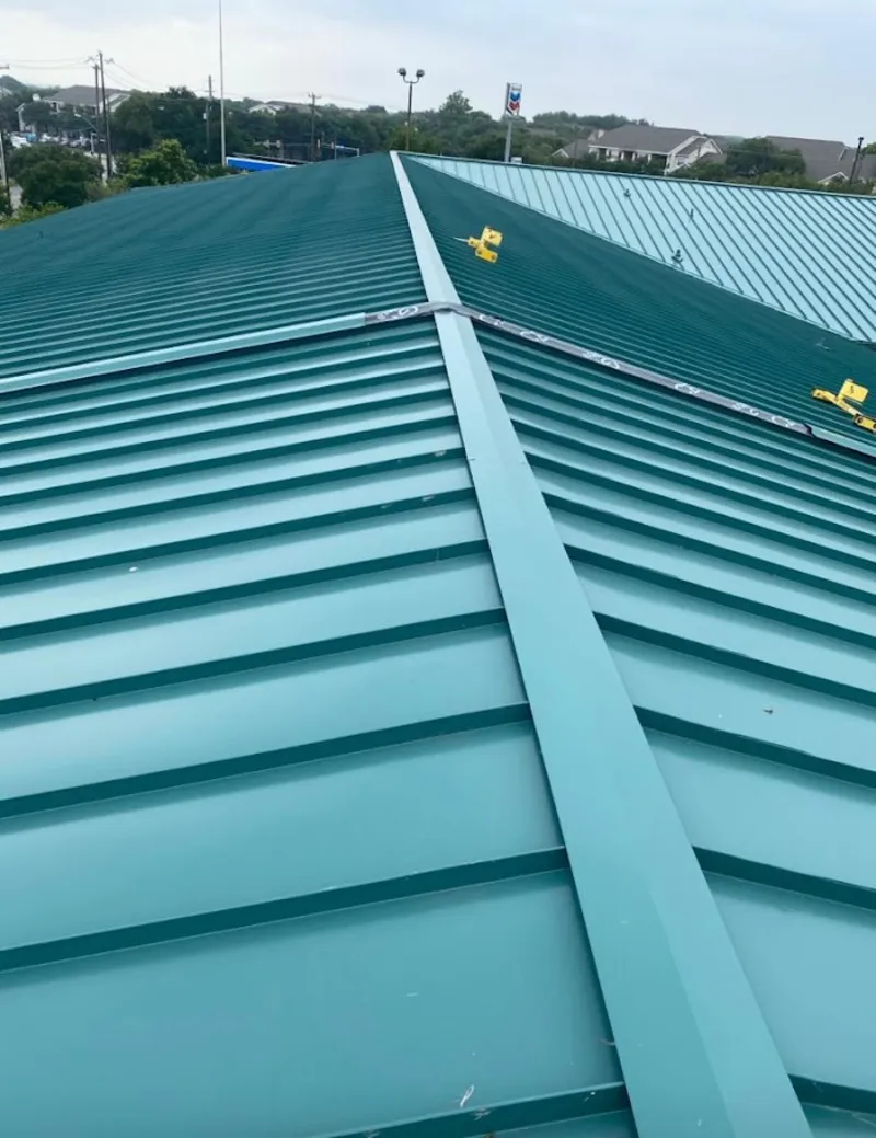 Green commercial metal roof ridge and valley for Metal Roof Repair in Murphysboro